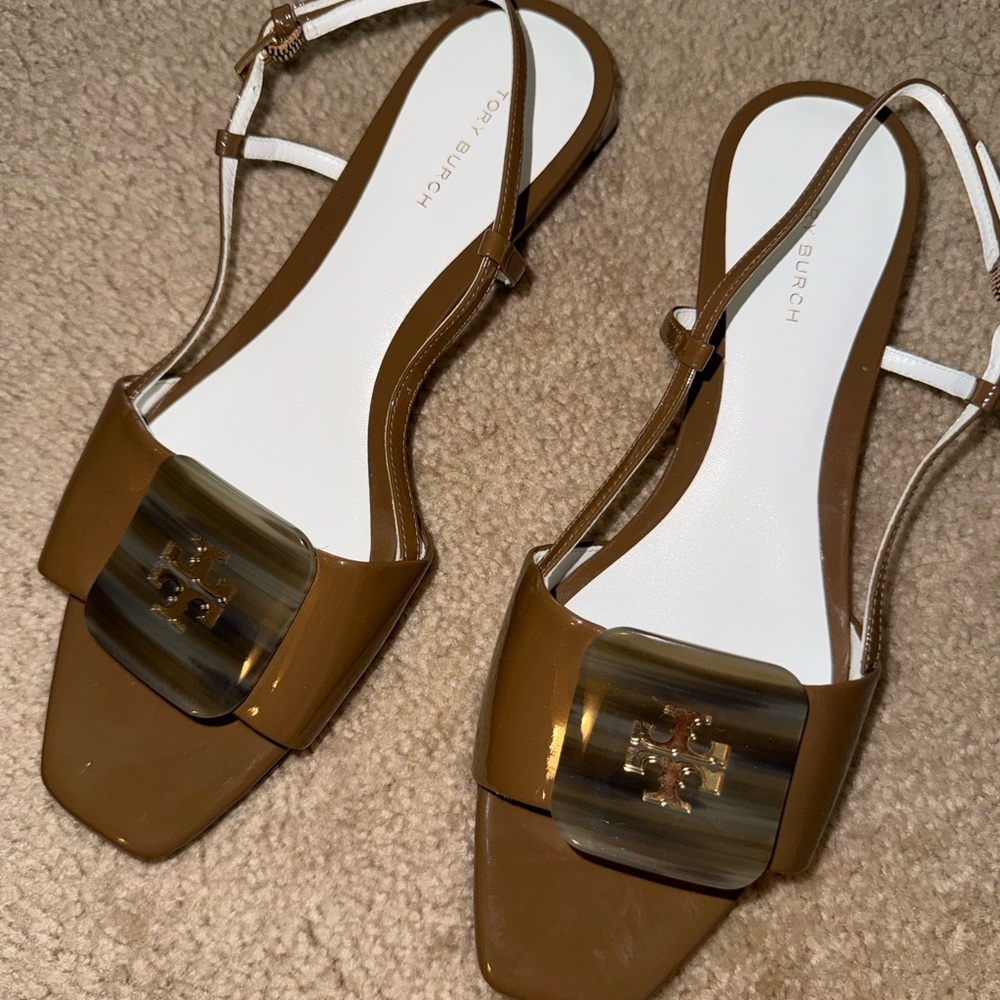 Tory Burch Georgia Brown/Taupe Slingback Sandals